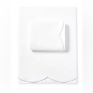 Scallop Sateen Sheet Set By Serena And Lily, Sky Blue, Full Size